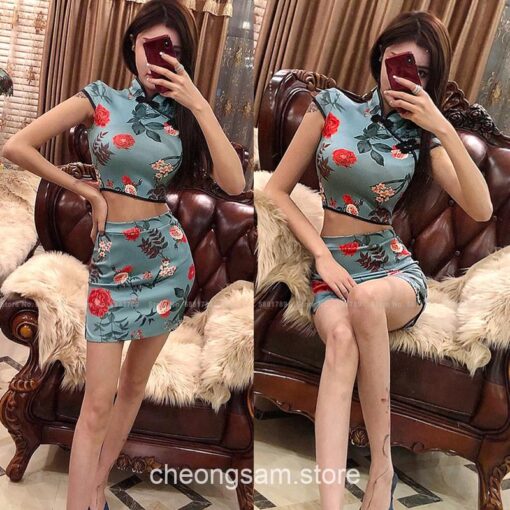 Aesthetic Retro Tops Mini Skirt Qipao Cheongsam Dress 2