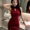 Sleeveless Solid Color Bodycon Qipao Cheongsam Dress 6