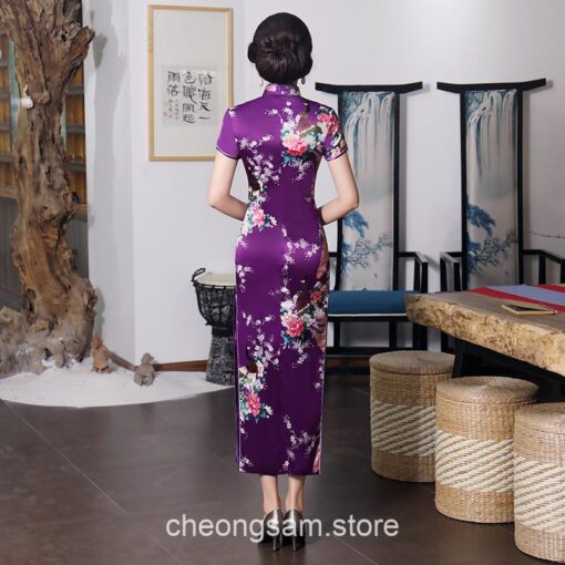 Traditional Oriental Elegant Satin Short Sleeve Qipao Cheongsam Dress (Many Colors) 5