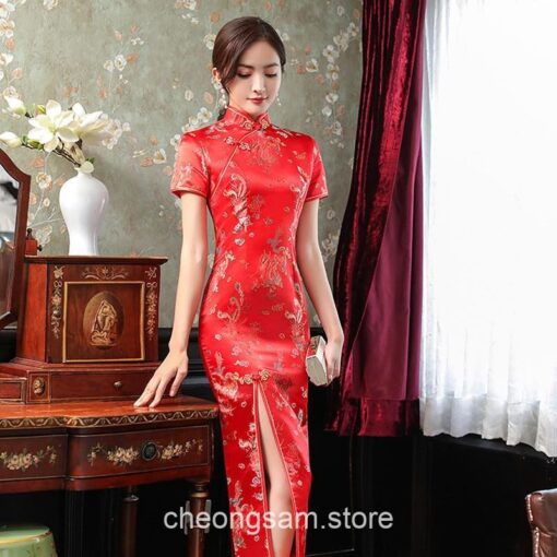 Traditional Chinese Dragon Elegant Mandarin Collar Qipao Cheongsam Dress (Many Colors) 17