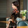 Traditional Chinese Gentle Velvet Mandarin Collar Qipao Cheongsam Dress 3