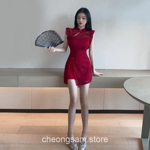 Adorable Chinese Style Retro Sexy Lace Qipao Cheongsam Dress 10