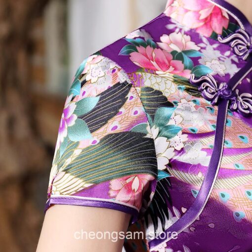 Traditional Oriental Elegant Satin Short Sleeve Qipao Cheongsam Dress (Many Colors) 4