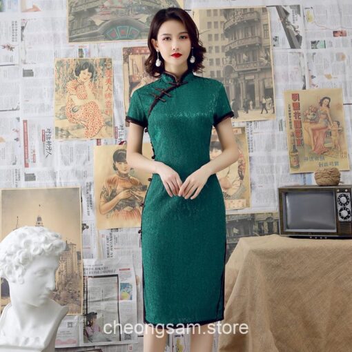 Classic Chinese Elegant Short Sleeve Qipao Cheongsam Dress (Many Color) 2