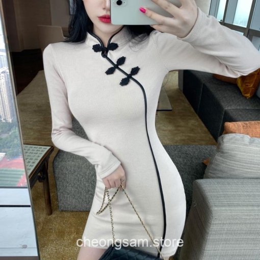Charming Korean Style Elegant Bodycon Qipao Cheongsam Dress 23