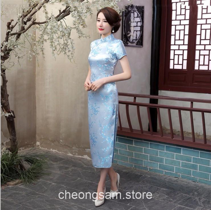 Traditional Chinese Floral Elegant Mandarin Collar Qipao Cheongsam Dress  (Many Colors)