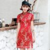 Traditional Oriental Dragon Satin Mandarin Collar Short Qipao Cheongsam Dress (Many Colors) 5