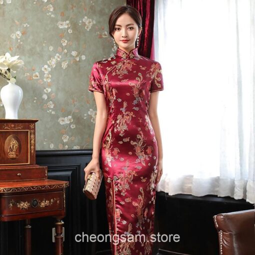 Traditional Chinese Dragon Elegant Mandarin Collar Qipao Cheongsam Dress (Many Colors) 14