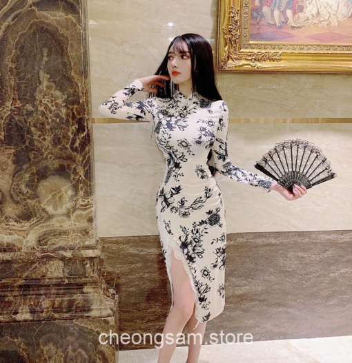 Softie Bodycon Lace Qipao Cheongsam Dress 26