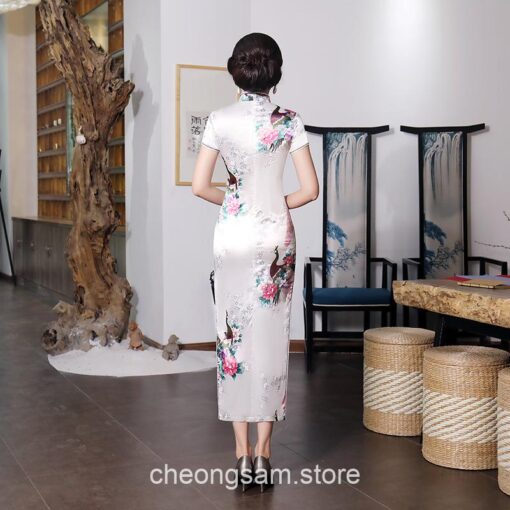Traditional Oriental Elegant Satin Short Sleeve Qipao Cheongsam Dress (Many Colors) 23