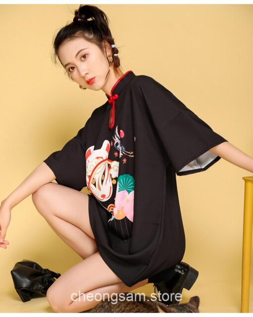 Japanese Harajuku Style Retro Printed Qipao Cheongsam Dress 25