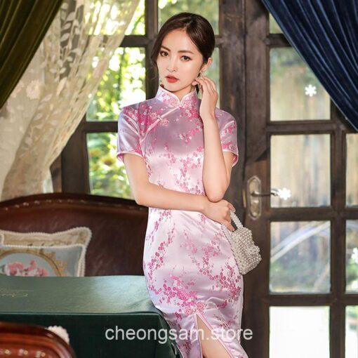 Traditional Chinese Floral Elegant Mandarin Collar Qipao Cheongsam Dress (Many Colors) 4