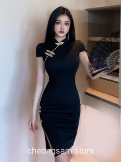 Softie Morden Retro Solid Color Qipao Cheongsam Dress 1