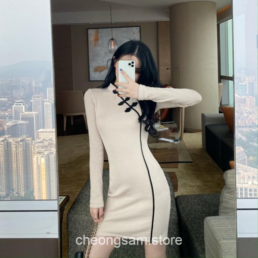 Charming Korean Style Elegant Bodycon Qipao Cheongsam Dress 20