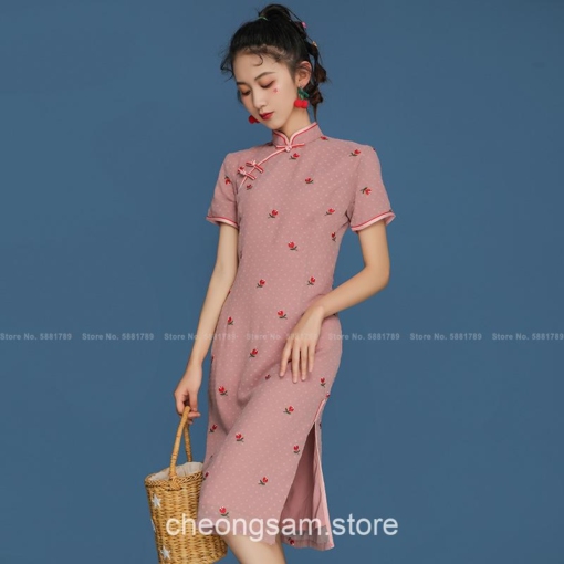 Adorable Sweet Floral Retro Hanfu Qipao Cheongsam Dress 1