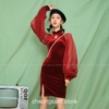 Chinese Style Velvet Bodycon Slim Qipao Cheongsam Dress 4