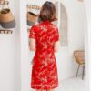 Traditional Oriental Floral Satin Mandarin Collar Short Qipao Cheongsam Dress (Many Colors) 21