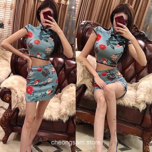 Aesthetic Retro Tops Mini Skirt Qipao Cheongsam Dress 5