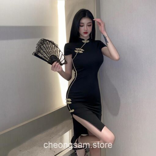 Softie Morden Retro Solid Color Qipao Cheongsam Dress 13