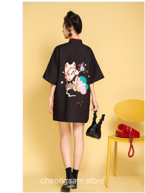 Japanese Harajuku Style Retro Printed Qipao Cheongsam Dress 22