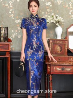 Traditional Chinese Dragon Elegant Mandarin Collar Qipao Cheongsam Dress (Many Colors) 15