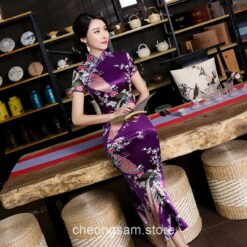 Traditional Oriental Elegant Satin Short Sleeve Qipao Cheongsam Dress (Many Colors) 1