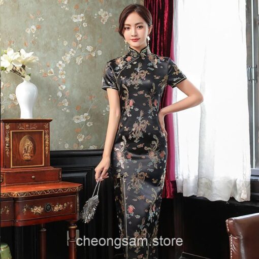 Traditional Chinese Dragon Elegant Mandarin Collar Qipao Cheongsam Dress (Many Colors) 16