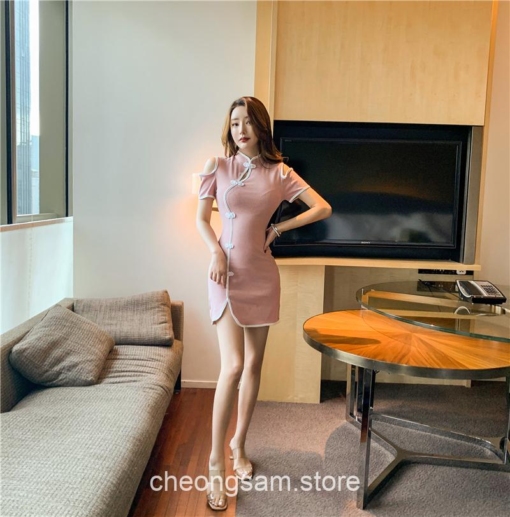 Charming Korean Style Elegant Bodycon Qipao Cheongsam Dress 19