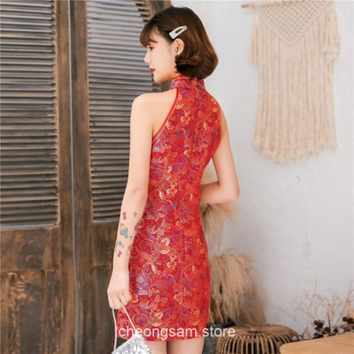 Traditional Oriental Sleeveless Sexy Mini Qipao Cheongsam Dress (Many Colors) 23