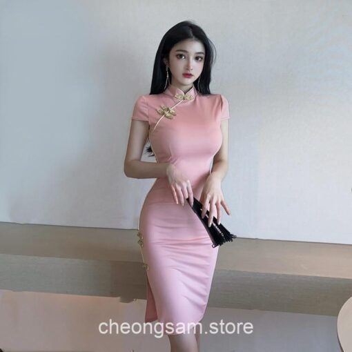 Softie Morden Retro Solid Color Qipao Cheongsam Dress 14