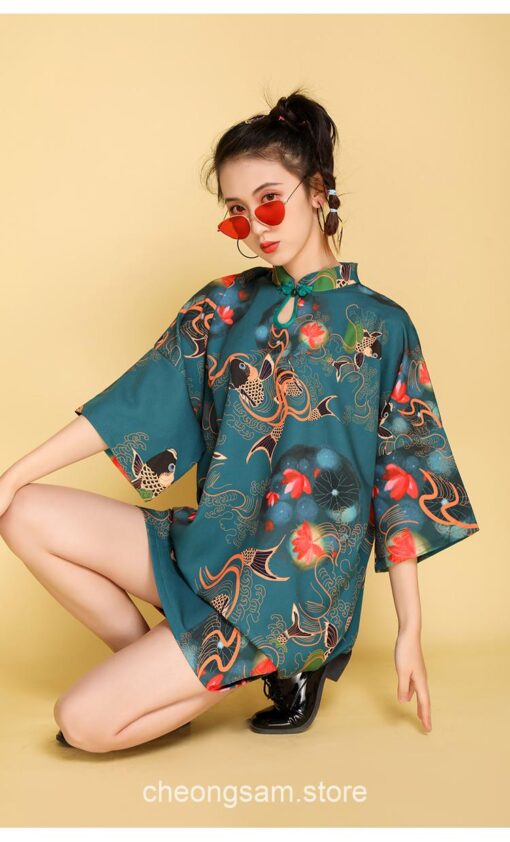 Japanese Harajuku Style Retro Printed Qipao Cheongsam Dress 20