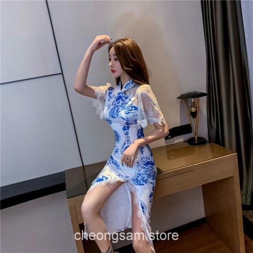 Softie Bodycon Lace Qipao Cheongsam Dress 36