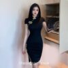 Softie Morden Retro Solid Color Qipao Cheongsam Dress 12