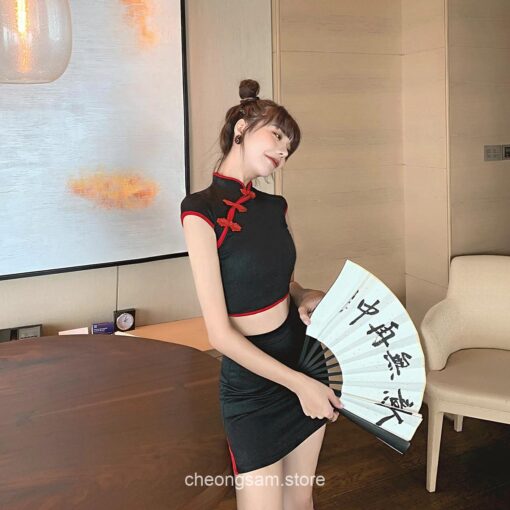 Harajuku Retro Qipao Mini Skirt and Top Qipao Cheongsam Sets 8