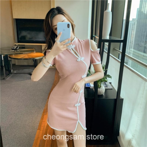 Charming Korean Style Elegant Bodycon Qipao Cheongsam Dress 18