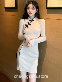 Charming Korean Style Elegant Bodycon Qipao Cheongsam Dress 1