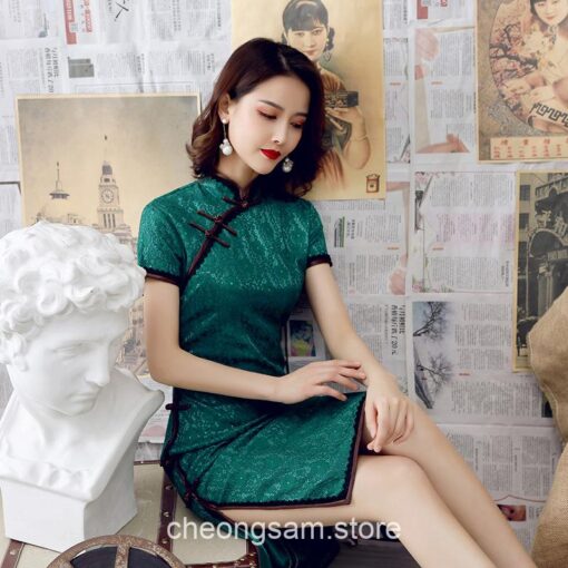 Classic Chinese Elegant Short Sleeve Qipao Cheongsam Dress (Many Color) 13