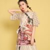 Japanese Harajuku Style Retro Printed Qipao Cheongsam Dress 18